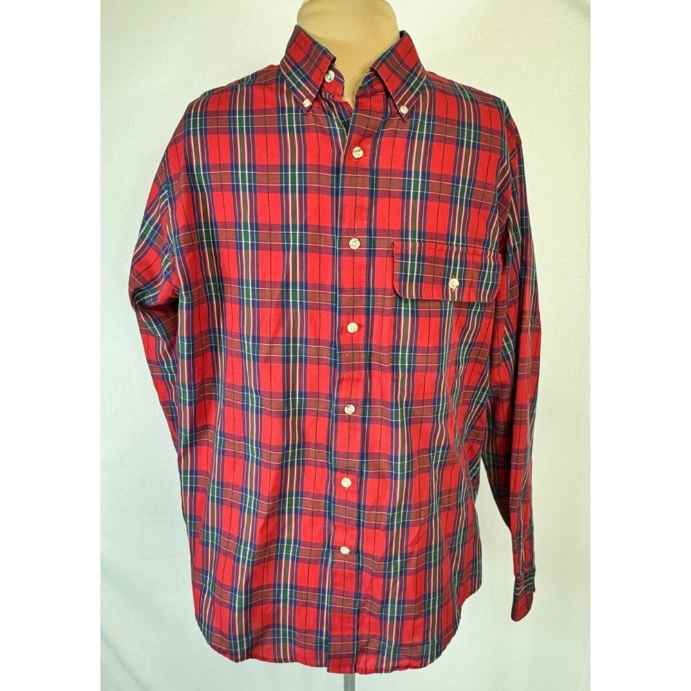 Vintage Fieldmaster Mens Red Plaid Long Sleeve Shirt L Large Lumberjack